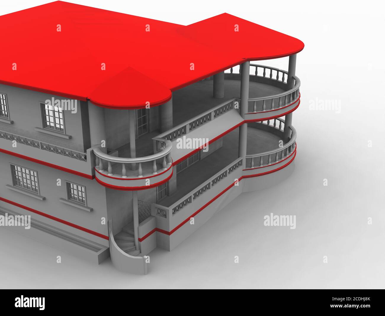 Wohnhaus mit architektonisch prätentiöser nove Stockfoto