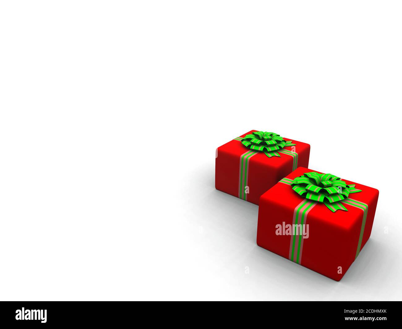 Zwei rote Schachteln mit den darin verpackten Geschenken Stockfoto