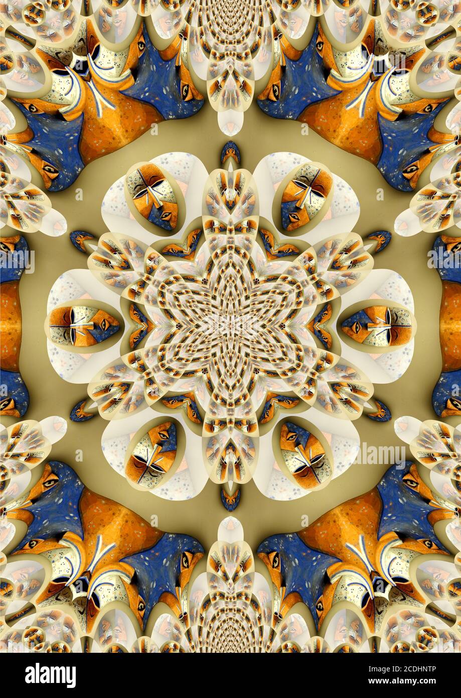 Mandala Bild inspiriert von afrikanischen Stammesmasken. Stockfoto