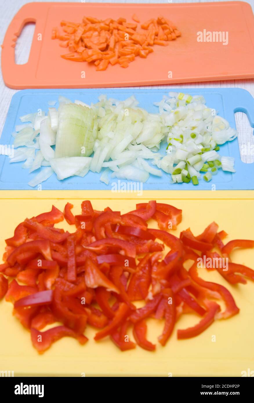 Gemüse fein geschnitten Stockfoto
