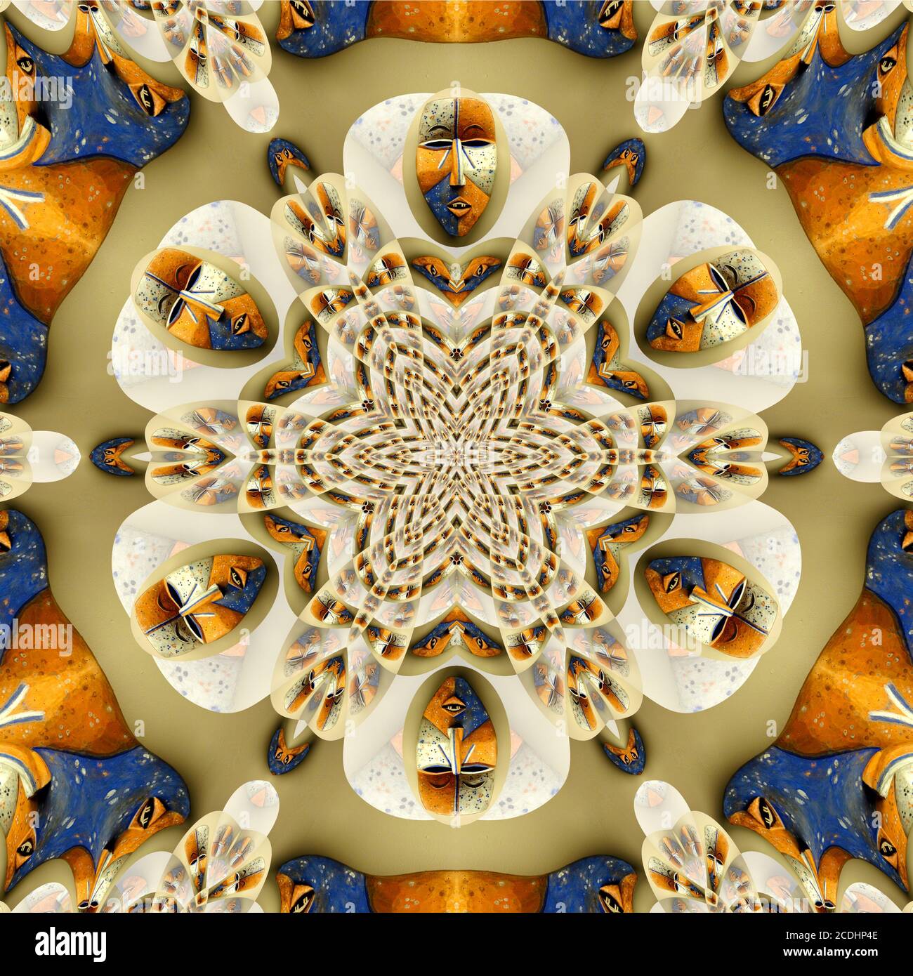 Mandala Bild inspiriert von afrikanischen Stammesmasken. Stockfoto