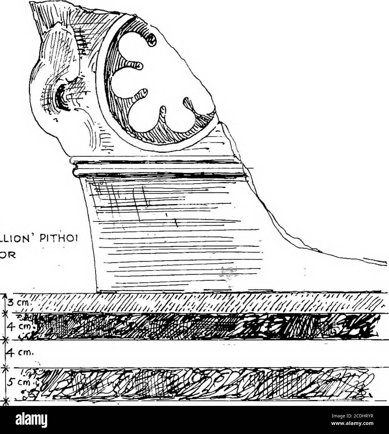 . Der Palast von Minos: Ein vergleichender Bericht der aufeinanderfolgenden Stadien der frühen kretischen Zivilisation, wie illustriert durch die Entdeckungen bei Knossos. Hat es gibt, wie unten gezeigt wird, Schlüssige Gründe für die M. ill-Schicht, in der der Alabastron-Deckel mit Stratum. Con- der Name des Hyksos Pharao Khyan auf ein Datum anterior zu diesem Re- tainingpräsentiert durch die neuesten Boden-Ablagerungen dieser Zeit. Es wird sich zeigen, dass ^^l^^dieses wichtige Relikt hier nicht als Hinweis auf eine phantasievolle Hyksos-Eroberung Kretas, sondern als Zeichen der Restaurierung betrachtet wird Stockfoto