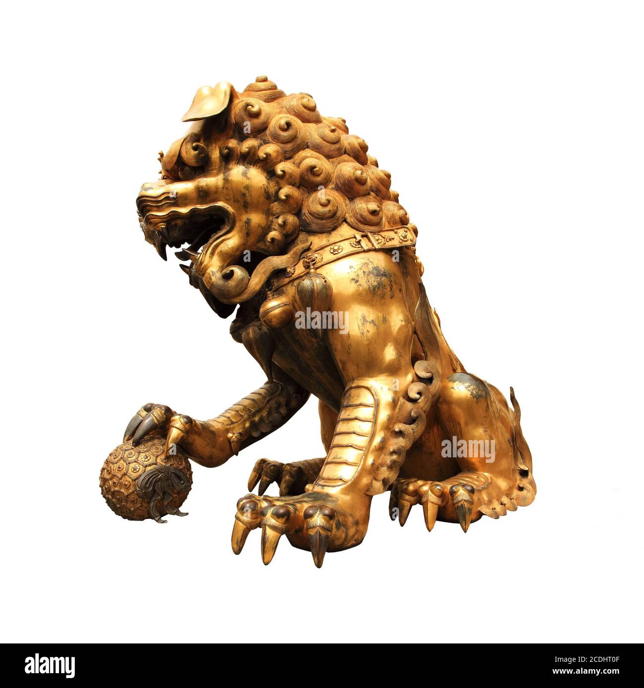 Vergoldete Löwenstatue Stockfoto