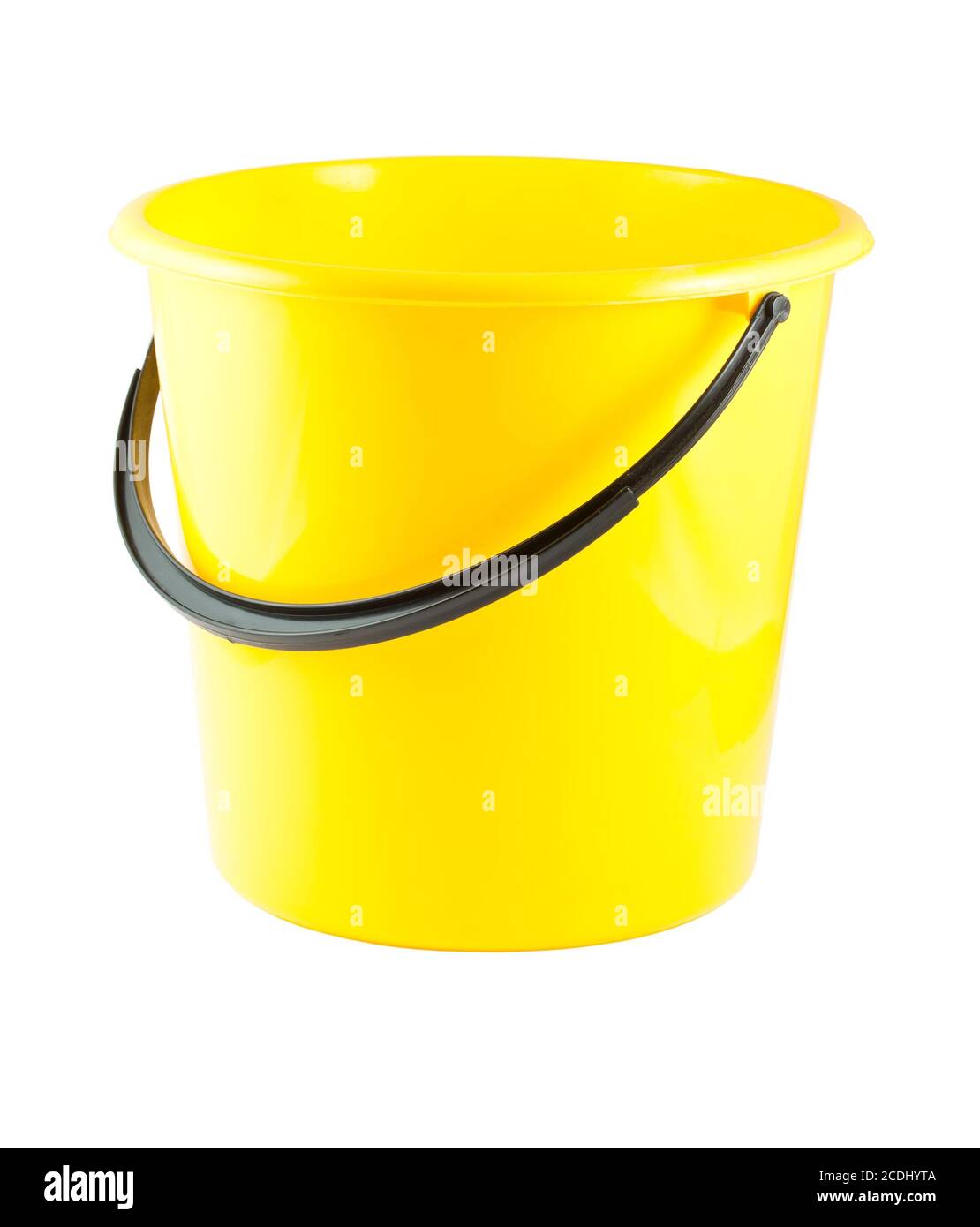 Gelber Kunststoff-Eimer Stockfoto