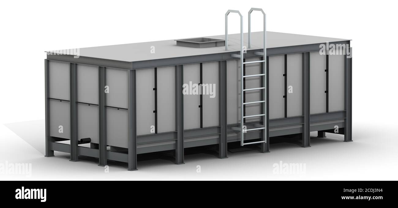 Industrieller Flüssigkeitstank auf einer weißen Oberfläche. 3D-Illustration Stockfoto Industrieller Flüssigkeitstank auf einer weißen Oberfläche. 3D-Illustration Stockfoto