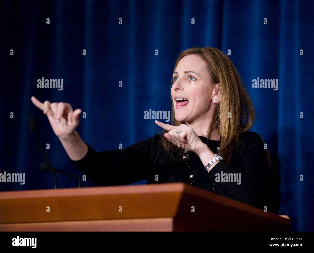 Austin, TX 3. November 2007: Die mit dem Academy Award ausgezeichnete Taube Schauspielerin und Autorin Marlee Matlin spricht auf dem Texas Book Festival über ihr Buch 'deaf Child Crossing'. ©Bob Daemmrich Stockfoto