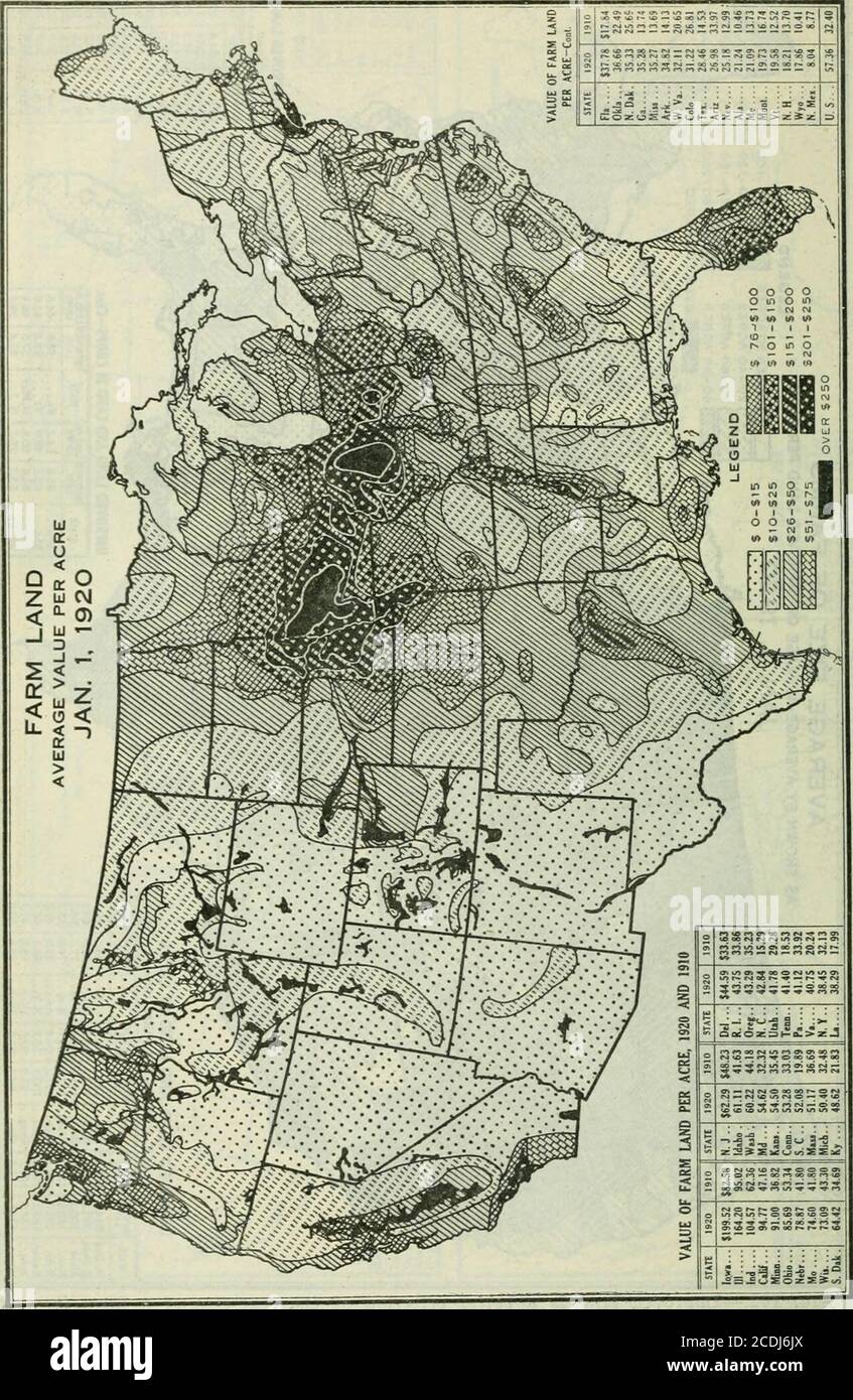 . Jahrbuch der Landwirtschaft . OS=sJt55i ;g22^ Schwein. 102.- Improyed Land ist ein besseres Kriterium für die reale Größe eines Bauernhofes als itstotal Bereich. Der Cotton Belt zeichnet sich deutlich aus, mit den Farmen in den meisten der Areadurchschnittlich weniger als 40 Hektar. Die gleiche kleine Anbauflache pro Farm findet man in OsternNfw England, wo LKW und Milchwirtschaft dominieren, und in der Upper Lakes Area, wo die Farmen nur teilweise aus dem Wald zurückgewonnen werden. Am anderen extrem, Muchof the Great Plains ajid die meisten der Spring Wheat Gebiet durchschnittlich über 200 Acres pro Farm.die scharfe Gradation Zone erstreckt sich von nordwestlichen Min Stockfoto