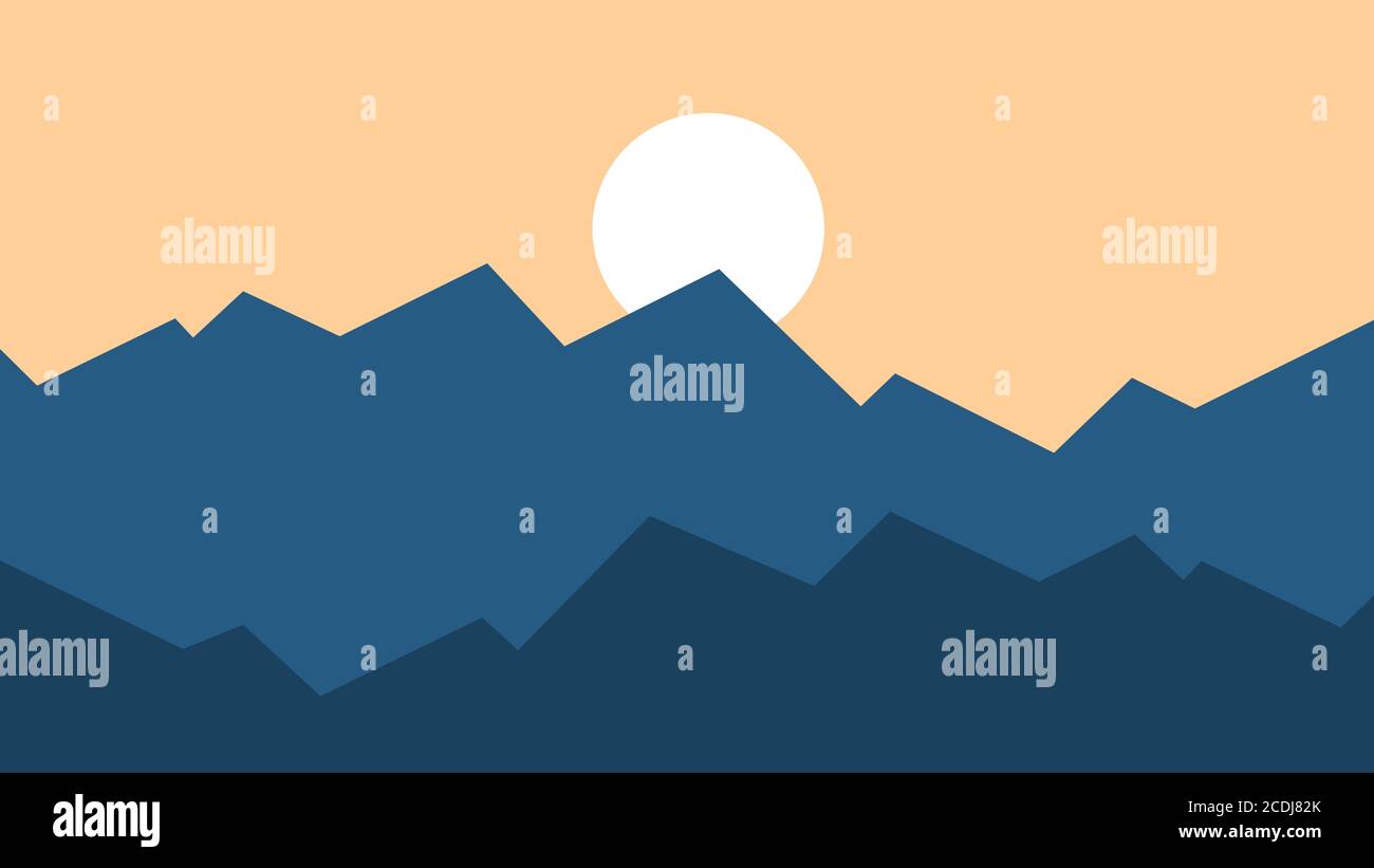 vektor-Illustration einer Berglandschaft mit Sonnenuntergang Stock Vektor
