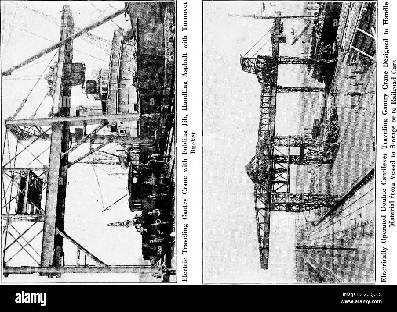 . Material Handling Cyclopedia; ein Nachschlagewerk, das Definitionen, Beschreibungen, Illustrationen und Methoden der Verwendung von Material Handling Maschinen in der Industrie verwendet . ng die Kabel. Um eine gleichmäßige Bewegung der Gantry-Struktur zu gewährleisten, ist jeder mit unabhängigen Kupplungen und Steuerungen ausgestattet.Dies ermöglicht dem Operator, die Bewegung der Bothends der Struktur zu steuern und, falls nötig, ein Ende feststehend zu halten, während das andere Ende leicht bewegt wird, um es in alineraent zu bringen. Dies ist möglich, da zwischen den Schienen und den Radflanschen ein Freiraum besteht. Strom ist com Stockfoto