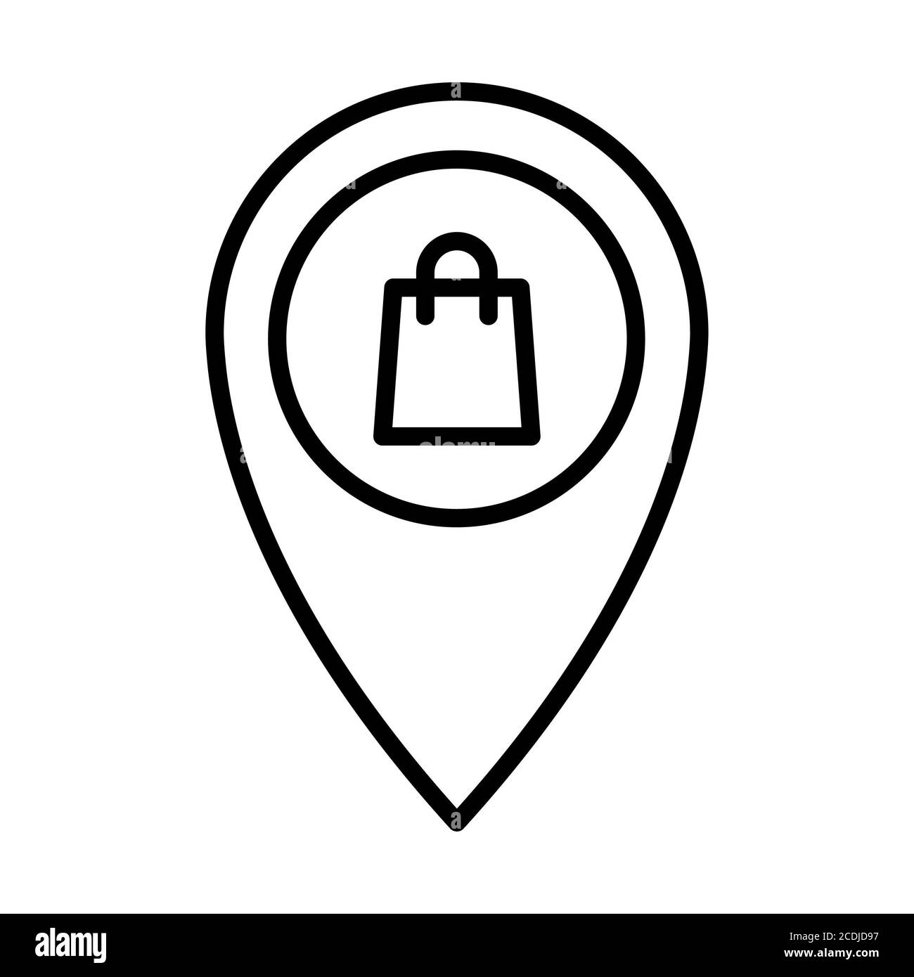 Pin-Shopping-Line-Symbole Stockfoto