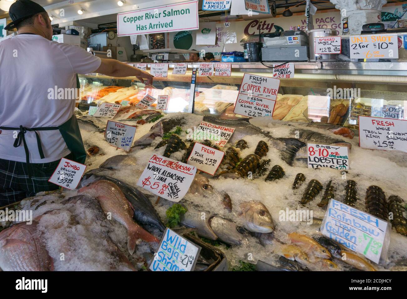 Pike Place Fish Market, Seattle, USA. Stockfoto