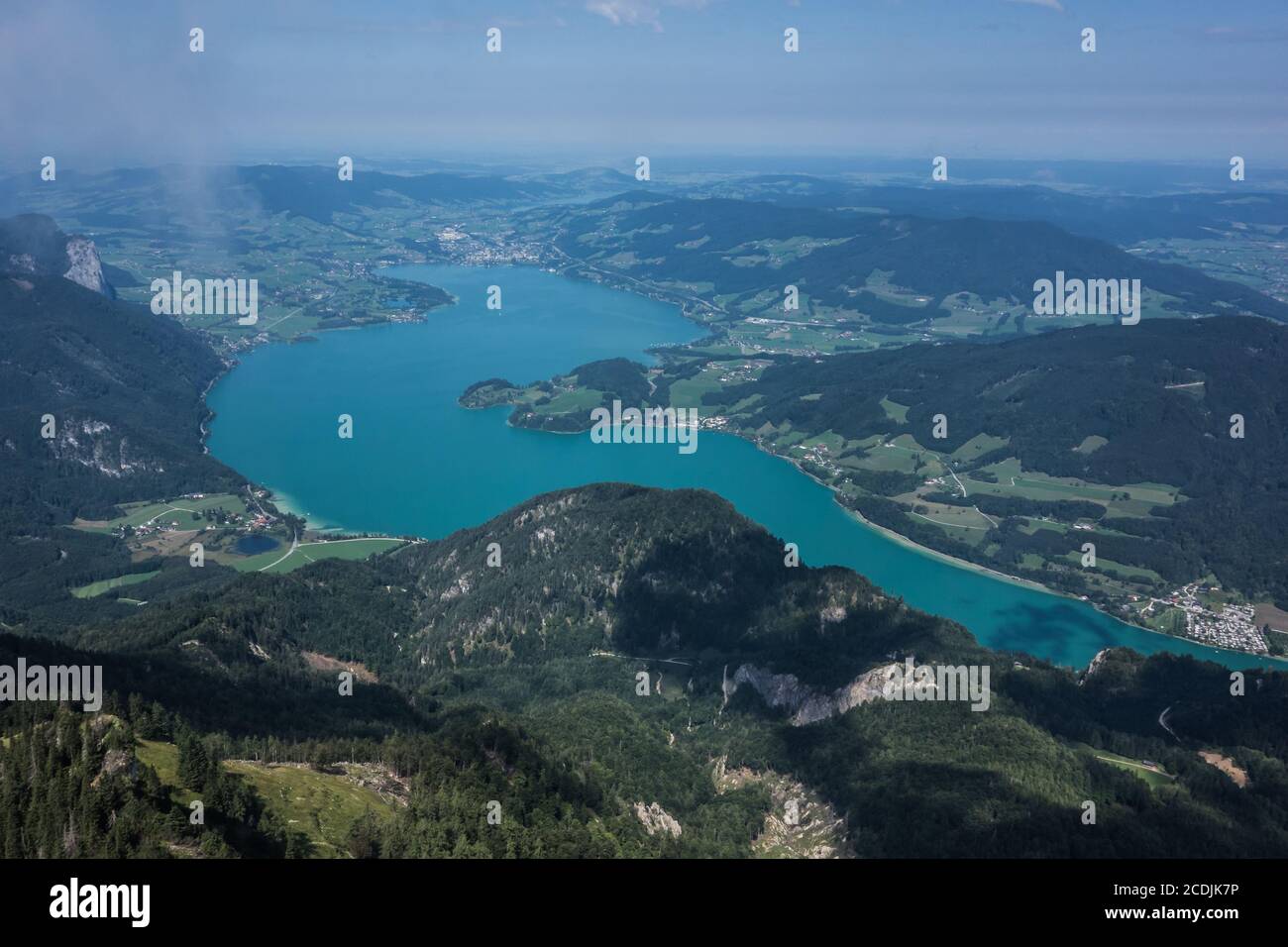 Lake Mondsee Luftperspektive Stockfoto