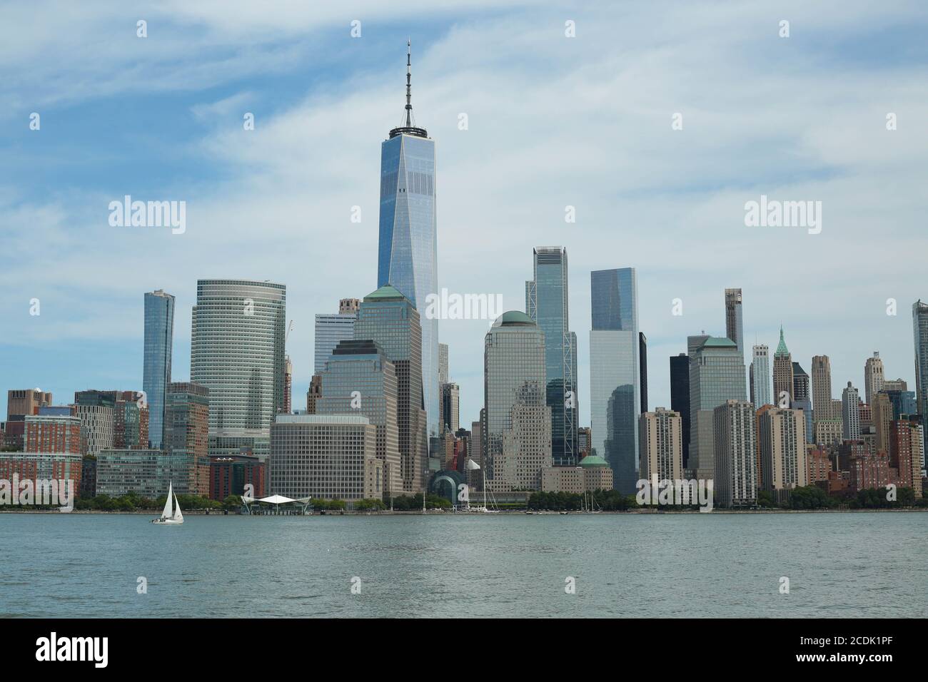 Blick auf die Innenstadt von New York City von New Jersey. Stockfoto