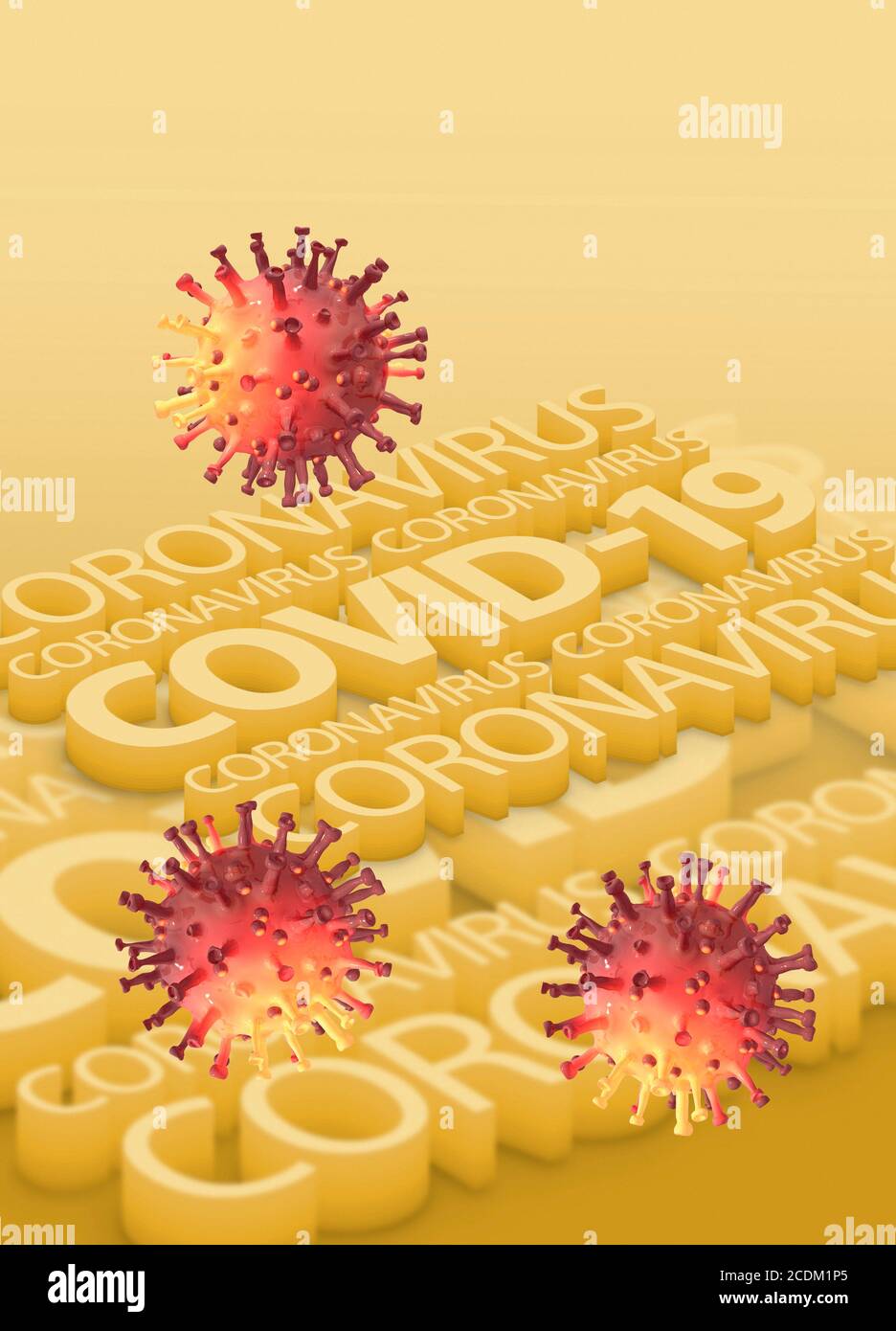 Covid-19 Coronavirus, konzeptuelle Illustration. Das neue Coronavirus SARS-CoV-2 trat im Dezember 2019 in Wuhan, China, auf und verbreitete sich weltweit. Das Virus verursacht eine leichte Atemwegserkrankung (Covid-19), die sich zu einer Lungenentzündung entwickeln und in einigen Fällen tödlich enden kann. Stockfoto