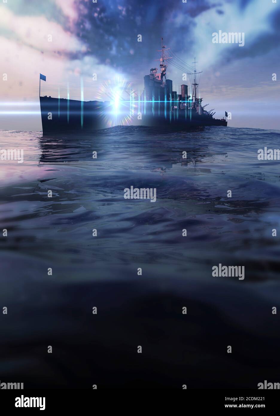 PhiladelphiaExperiment. Illustration der USS Eldridge, die unsichtbar
