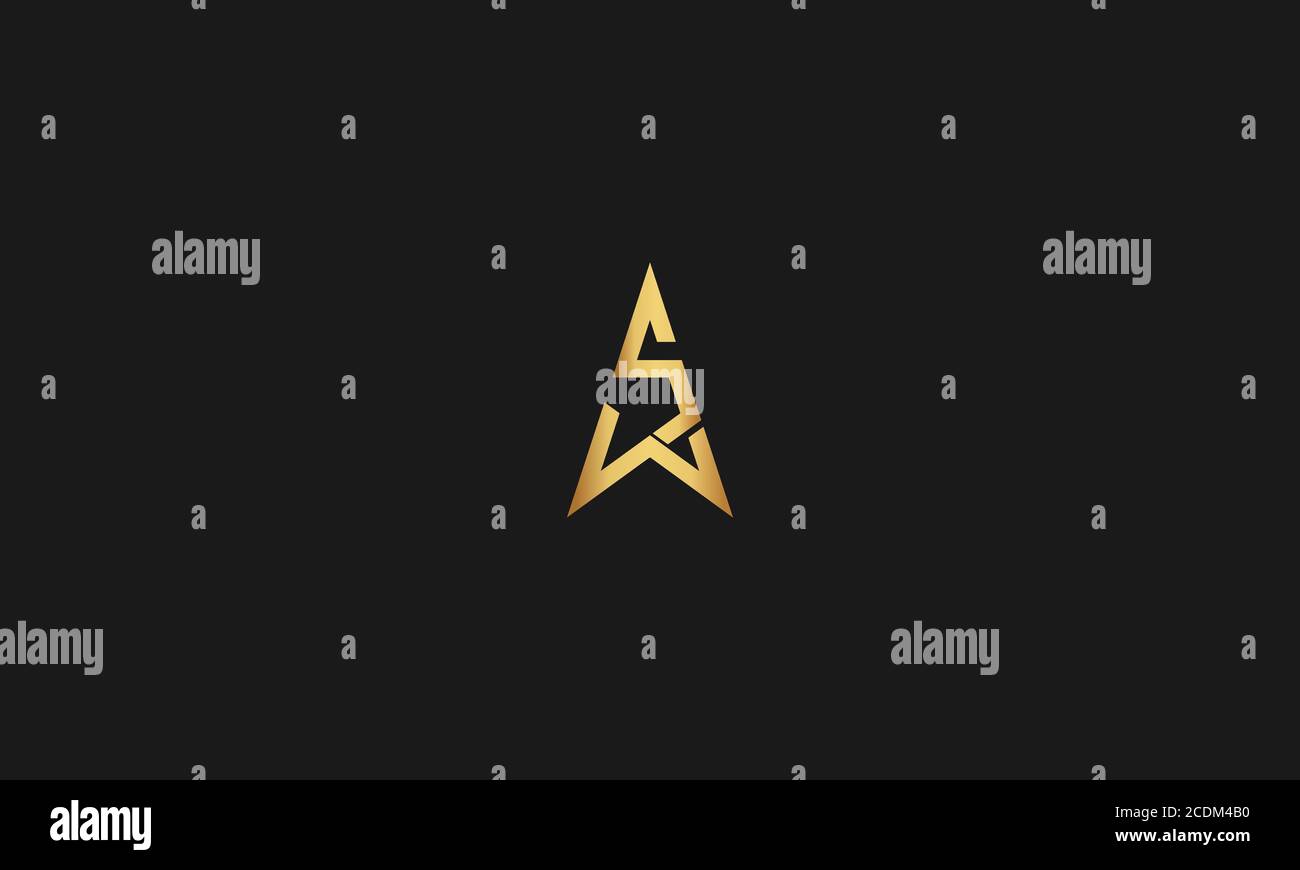 S, W, SW, WS Letter mit Star Logo Vorlage Vektor Symbol Illustration Design. Modernes Star-Logo im eleganten Stil mit schwarzem Hintergrund. Stock Vektor