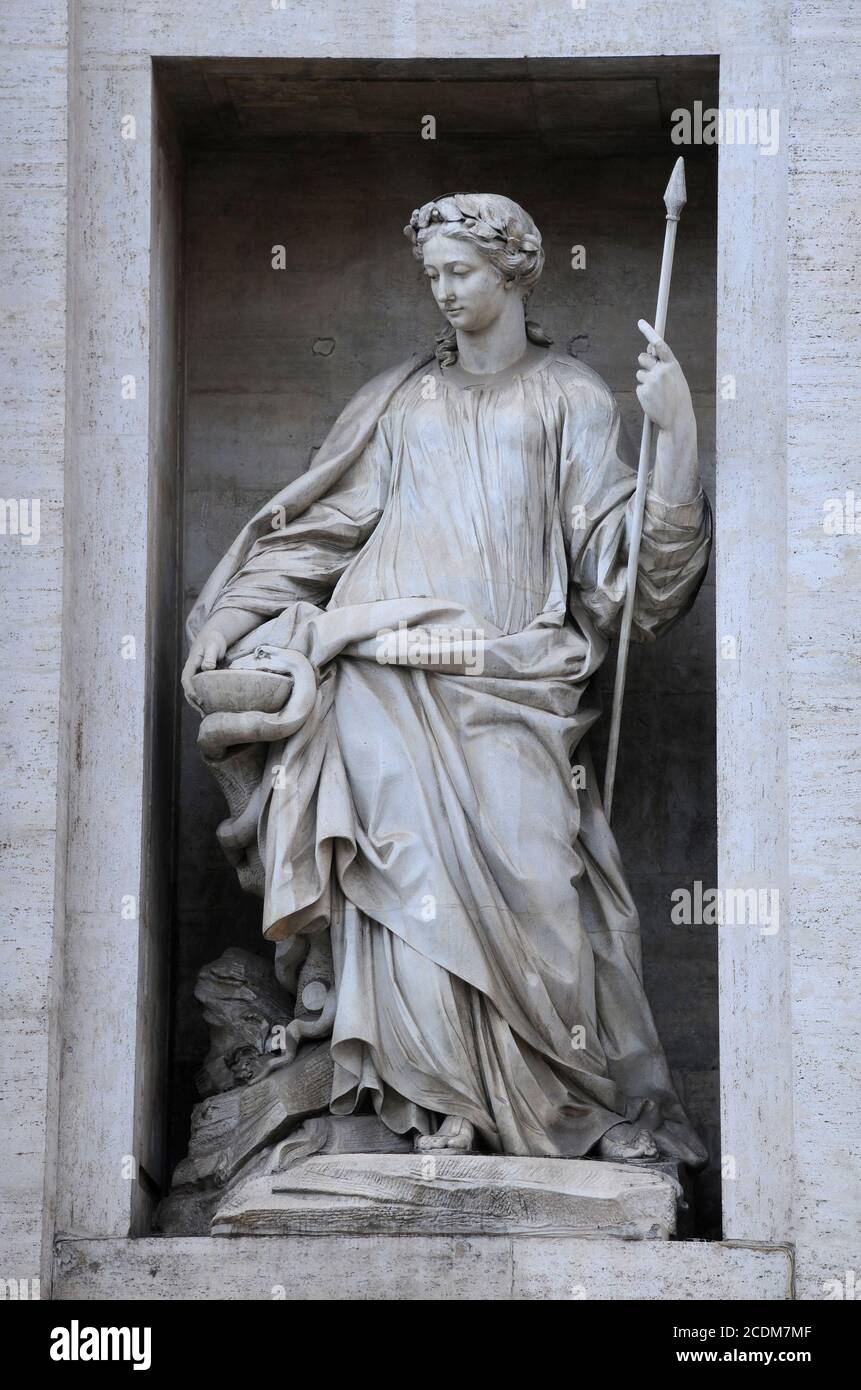 Statue auf dem Palazzo Poli Stockfoto