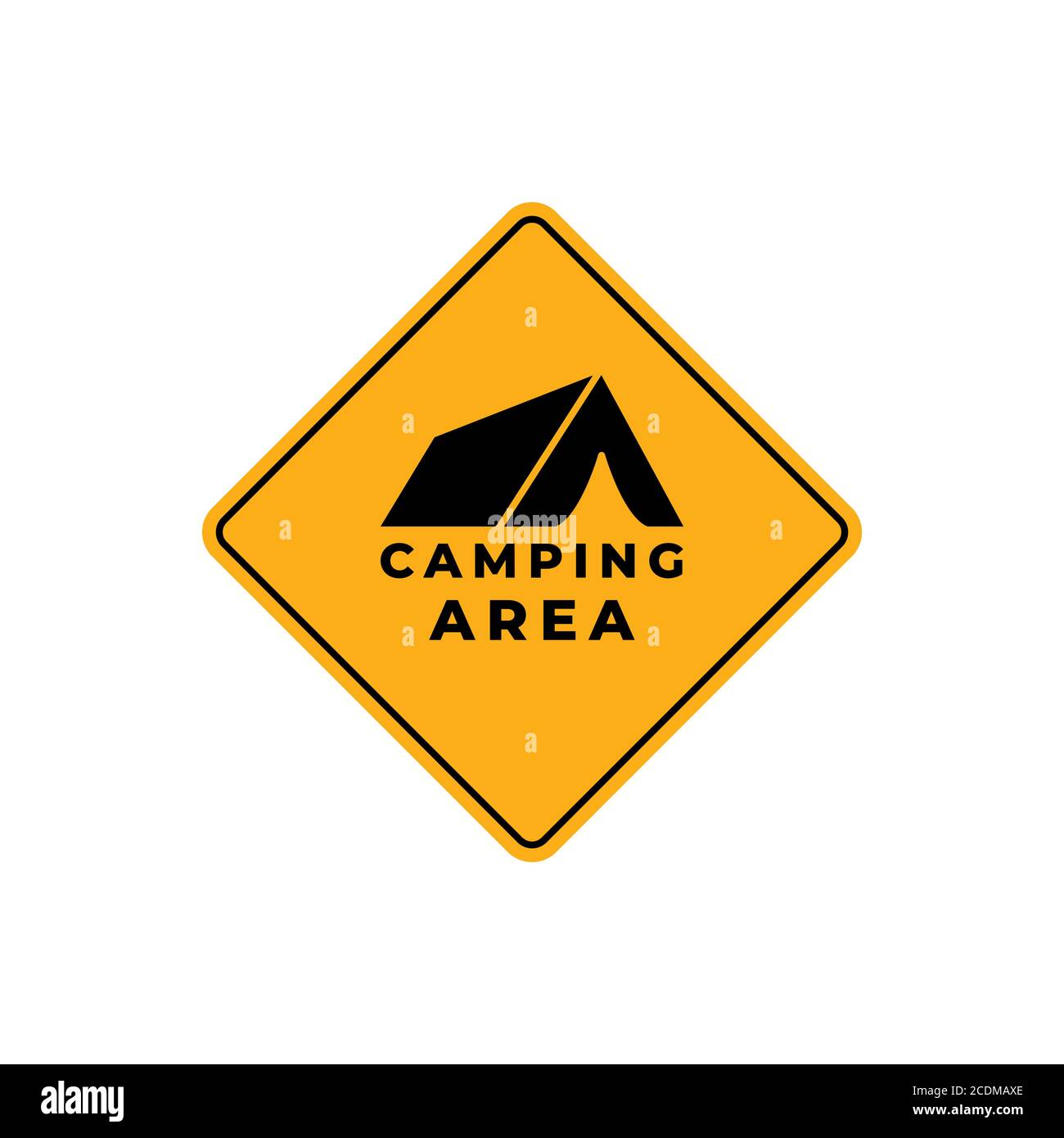 SCHILD CAMPING ZONE. Campingplatz Schild isoliert auf weiß . Vertikales Banner. Vektor Stock Vektor