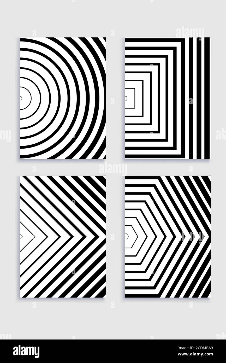 Minimales Design der Abdeckungen. Cooles Schwarz-Weiß-Design. Zukünftige geometrische Vorlage. EPS10-Vektor Stock Vektor
