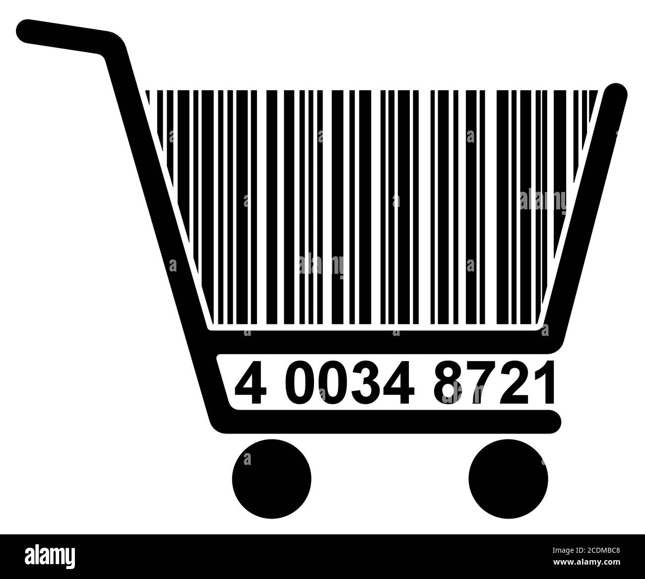 Warenkorb mit Barcode Stockfoto