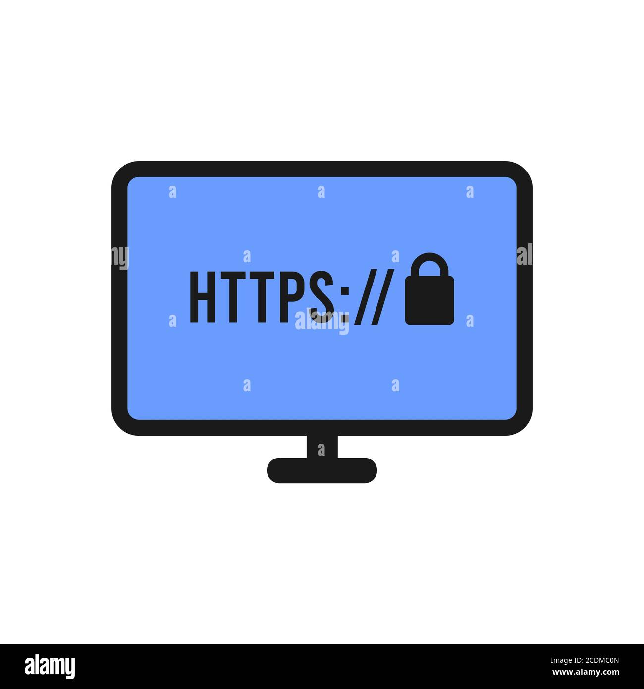 HTTPS-Protokoll. Sichere und sichere Websites im Internet. SSL-Zertifikat für die Website. Vorteil TLS. Geschlossenes Vorhängeschloss auf einem grünen Schild. Material Des Stock Vektor