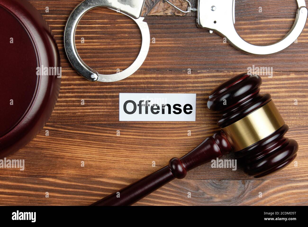 Das Konzept der Straftat in Gerichtsverfahren. Stockfoto