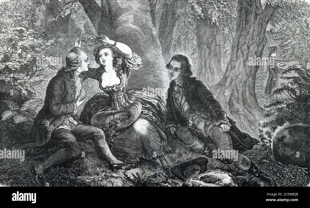 Wilhelm Meister von Philinen bekränzt, Zeichnung von <L. Stockfoto