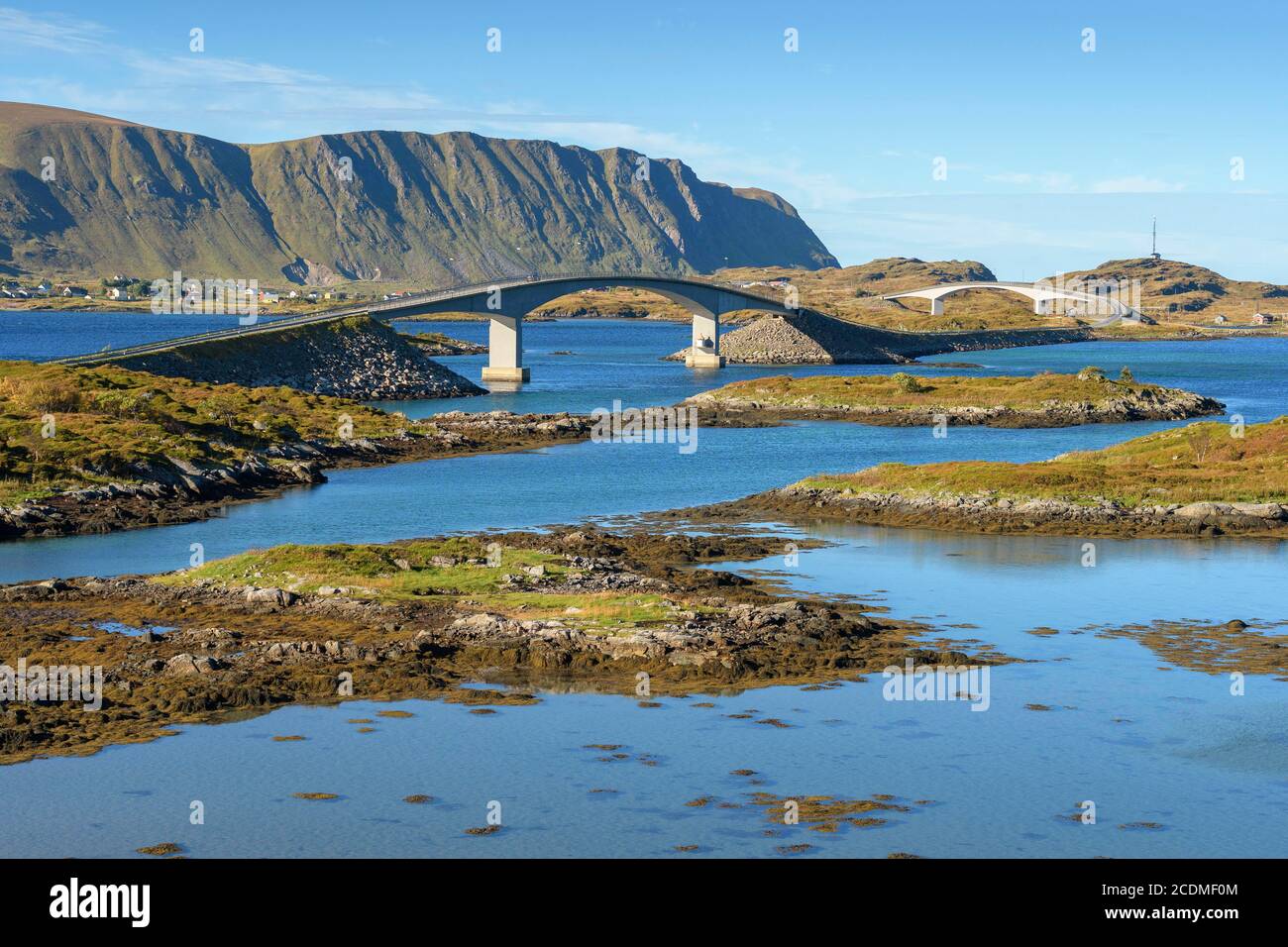 Stor Bridge, Fredwang, Ramberg, Lofoten, Nordland, Norwegen Stockfoto