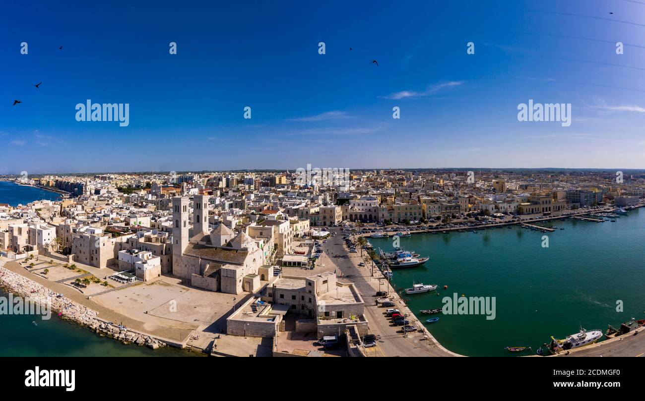 Luftaufnahme, Altstadt und Hafen, Dom Vecchio, San Corrado, Molfetta, Provinz Bari, Apulien, Italien Stockfoto