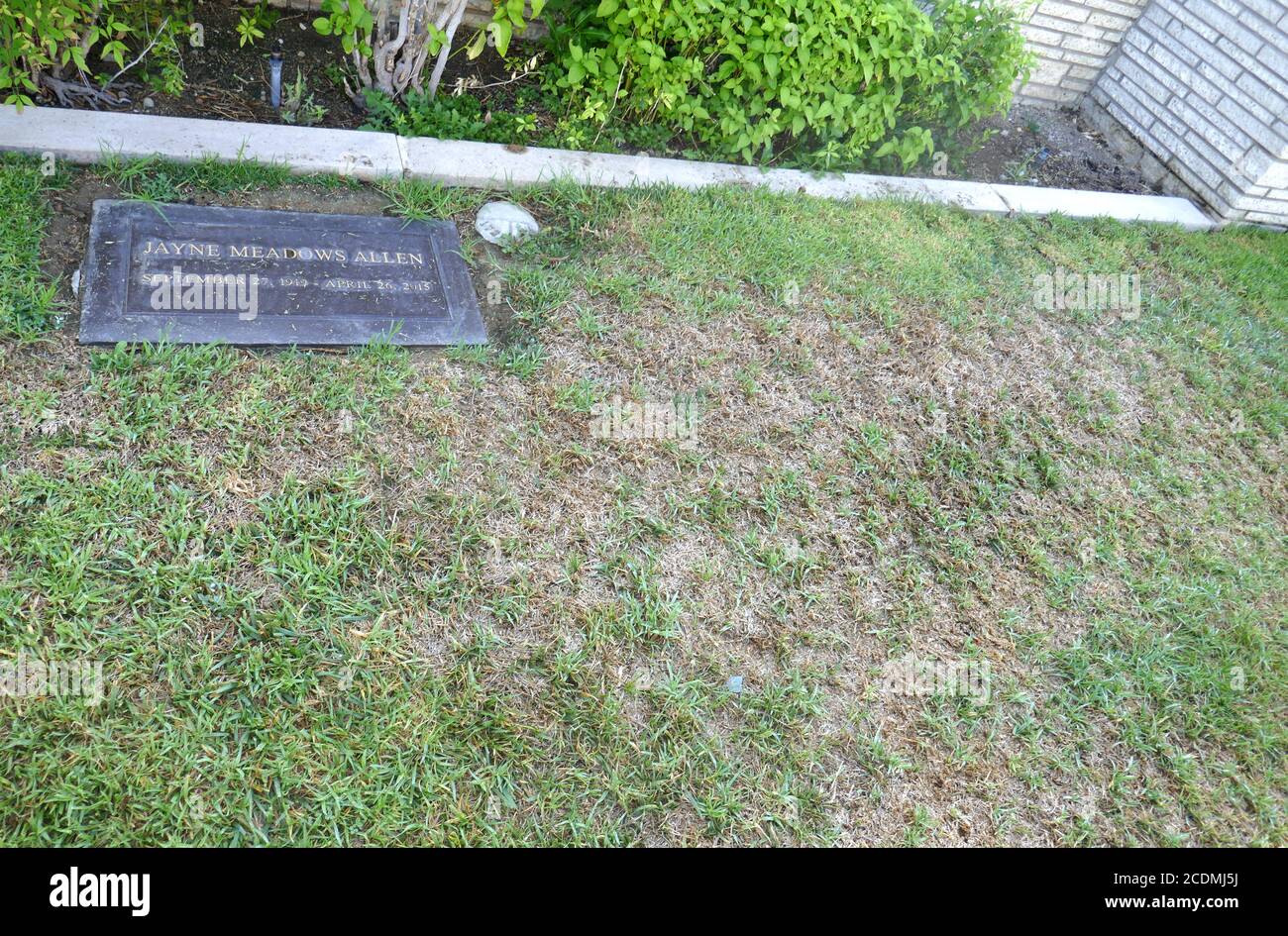 Los Angeles, Kalifornien, USA 28. August 2020 EIN allgemeiner Blick auf die Atmosphäre der Schauspielerin Jayne Meadows Grave und des Ehemanns Komiker Steve Allen's Grave (unmarkiert) im Forest Lawn Memorial Park Hollywood Hills am 28. August 2020 in Los Angeles, Kalifornien, USA. Foto von Barry King/Alamy Stockfoto Stockfoto