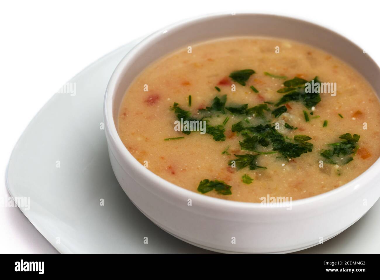 Gemüsesuppe mit Fleischbällchen und Kartoffel Stockfoto
