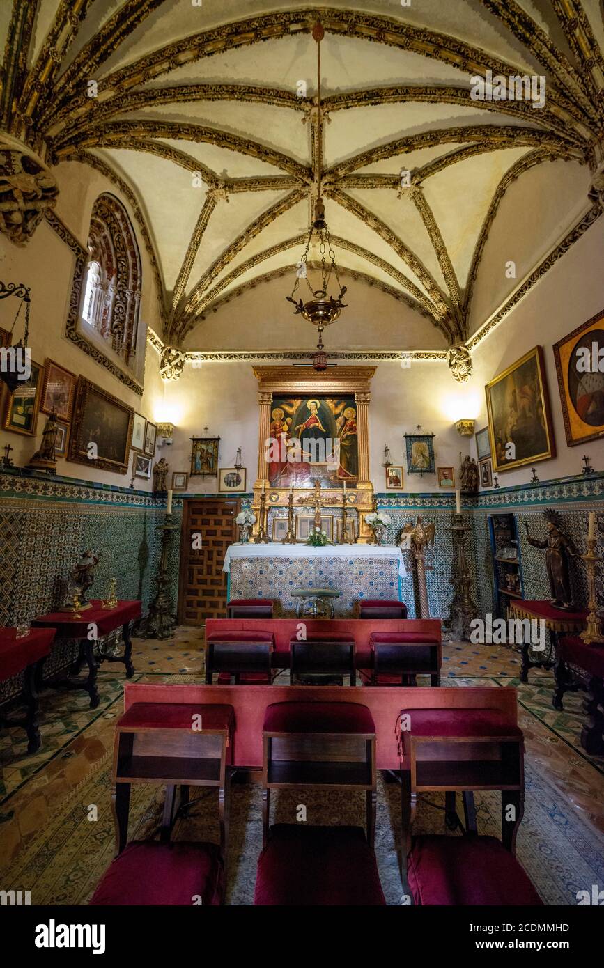 Kapelle, Innenraum, andalusischer Adelspalast, Palacio de las Duenas, Sevilla, Andalusien, Spanien Stockfoto