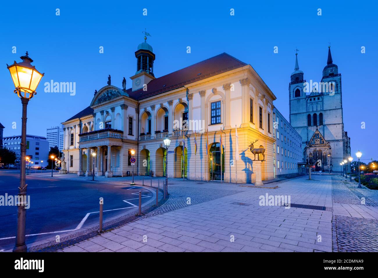 Alter Markt, Rathaus, Johanniskirche, Magdeburg, Sachsen-Anhalt, Deutschland Stockfoto