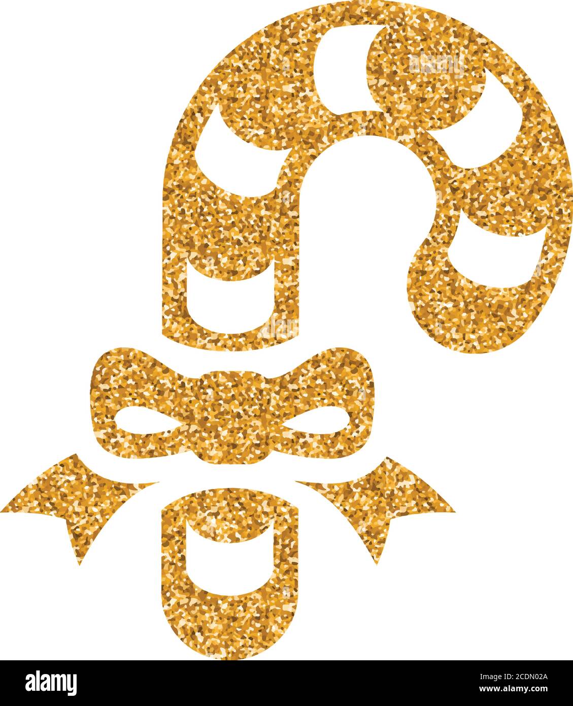 Candy Cane Icon in Gold Glitzer Textur. Glitzern Luxus Stil Vektor Illustration. Stock Vektor