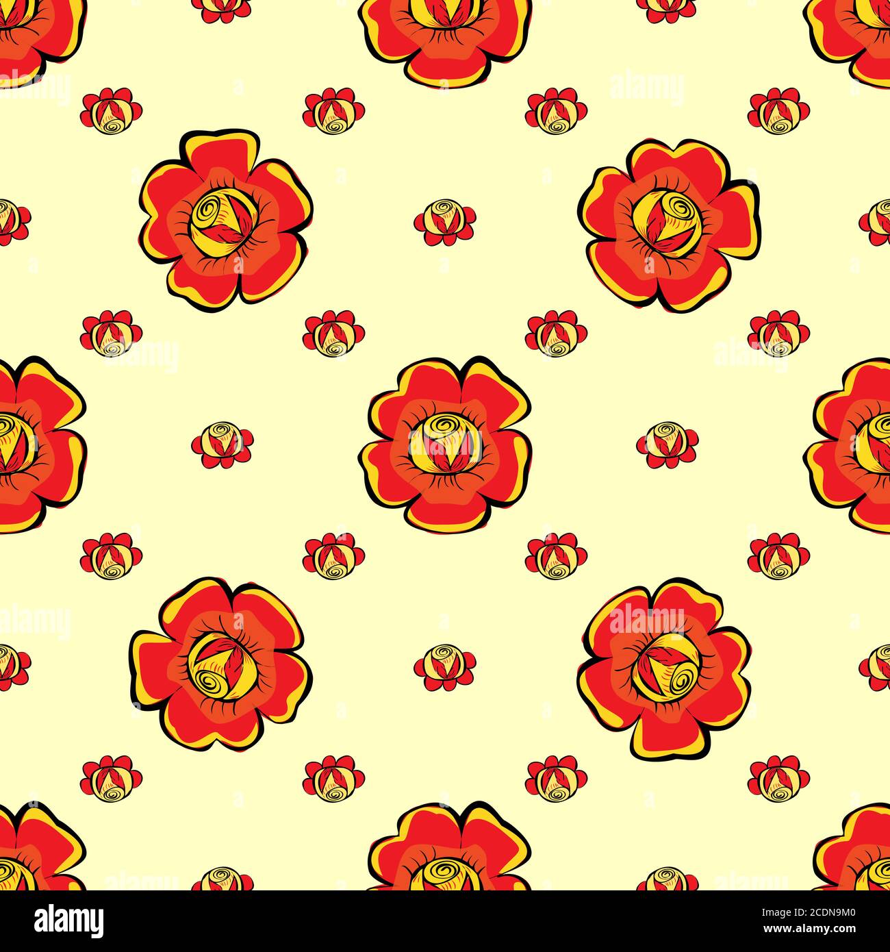 Rote Blumen nahtlose Muster Hintergrund Stockfoto