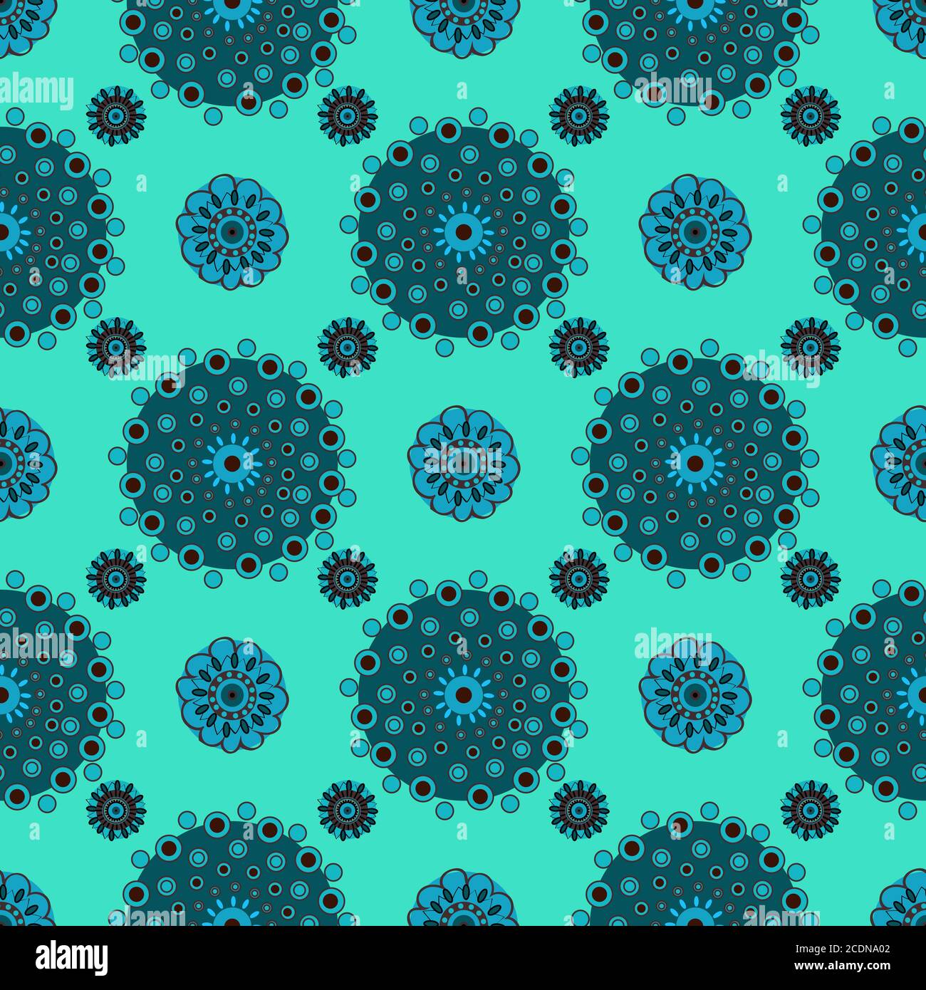 Abstract Kreise auf Türkisfarbenem Hintergrund nahtlose Muster Stockfoto