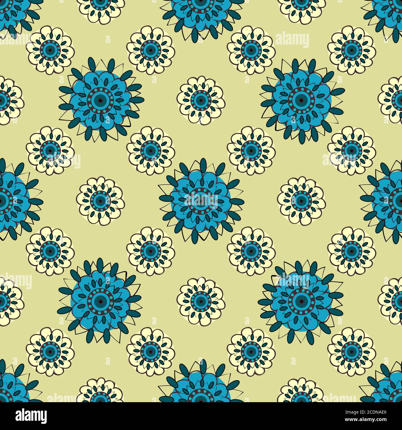 Natürliche türkis Blumen abstrakten nahtlose Muster Hintergrund Stockfoto