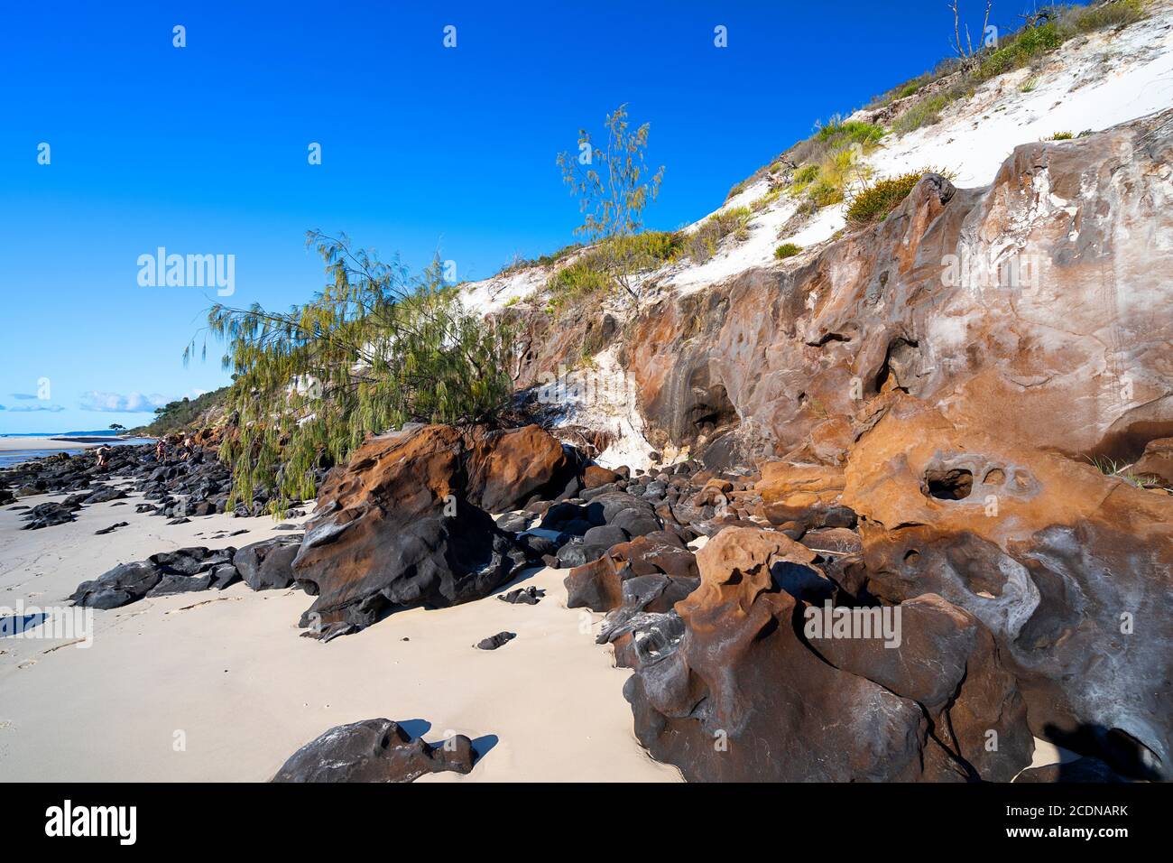 Erosion von Sanddünen am westlichen Ufer von Fraser Island, Hervey Bay, Queensland Australien Stockfoto