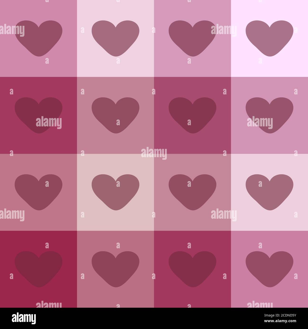Roten Herzen auf einem karierten Hintergrund vintage nahtlose Muster Stockfoto