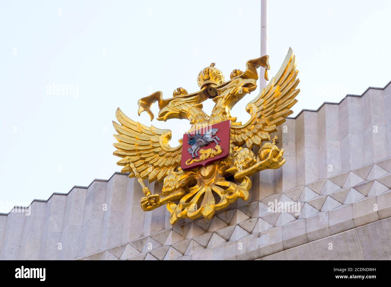 Staatssymbole von Russland, Emblem des doppelköpfigen Adlers. Stockfoto