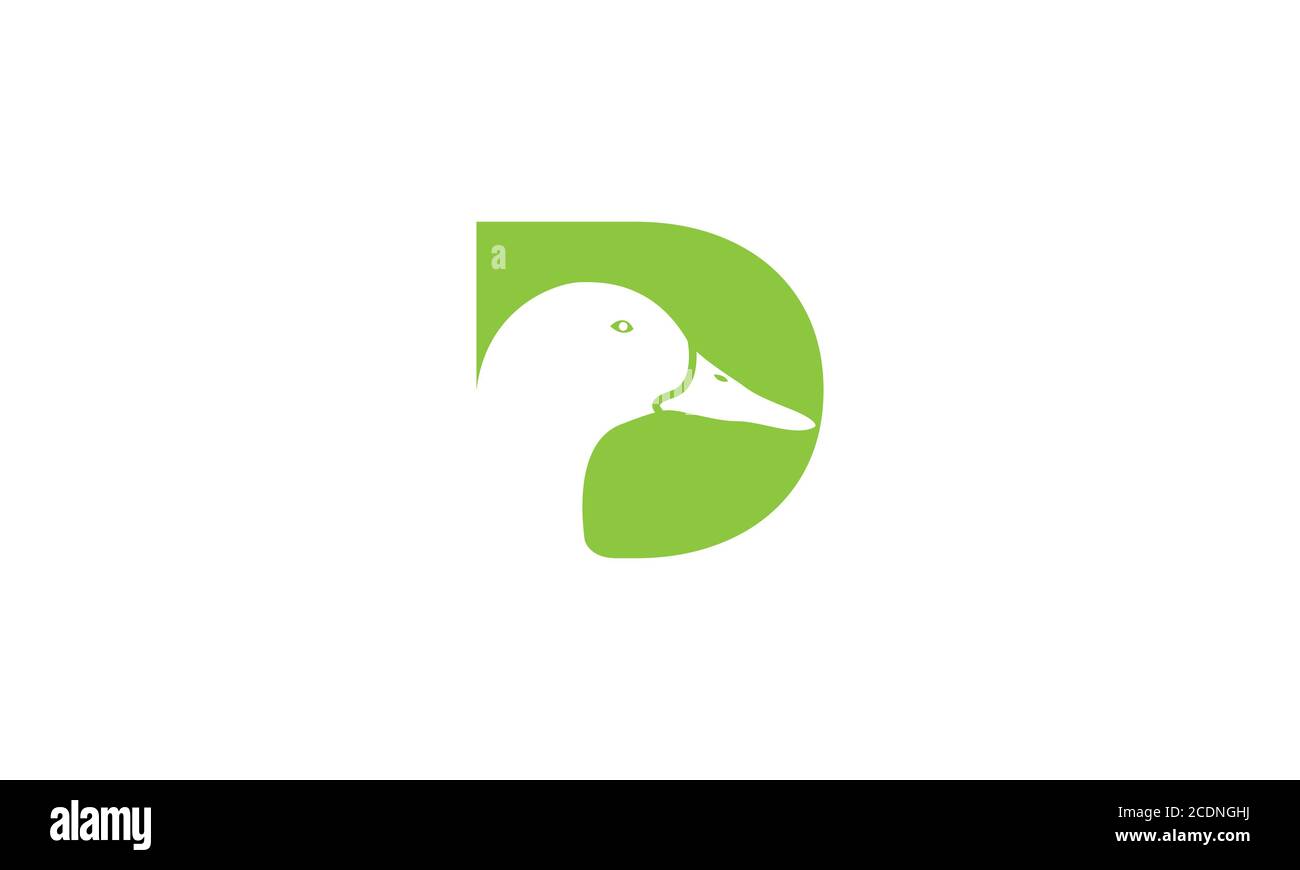 Buchstabe D oder Initial D für Entenvogelkopf-Logo Design-Symbol Stock Vektor