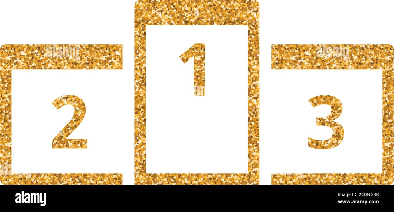 Sport Podium Symbol in Gold Glitter Textur. Glitzern Luxus Stil Vektor Illustration. Stock Vektor