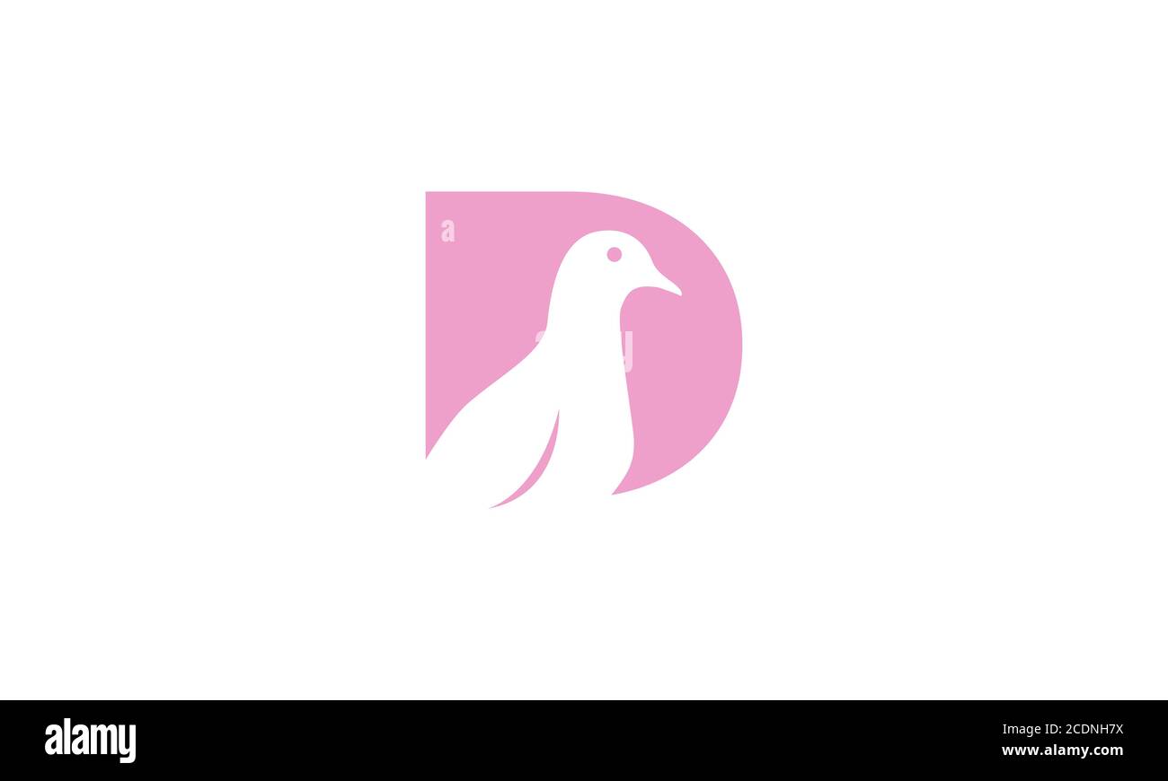 Buchstabe D oder Initiale D für Tauben oder Taubenvögel Modernes Logo-Design Stock Vektor