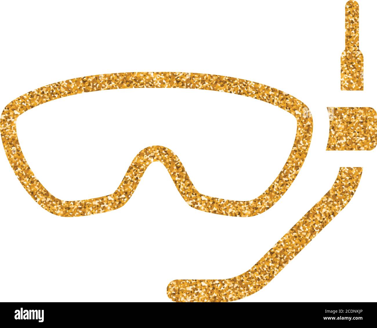 Schnorchel Maske Symbol in Gold Glitter Textur. Glitzern Luxus Stil Vektor Illustration. Stock Vektor