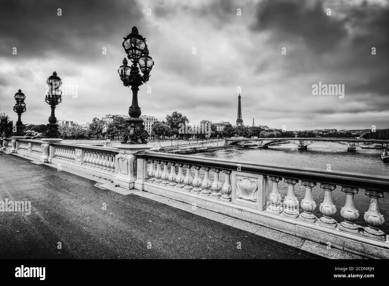 Pont Alexandre III Brücke in Paris, Frankreich. Seine und Eiffelturm. Stockfoto