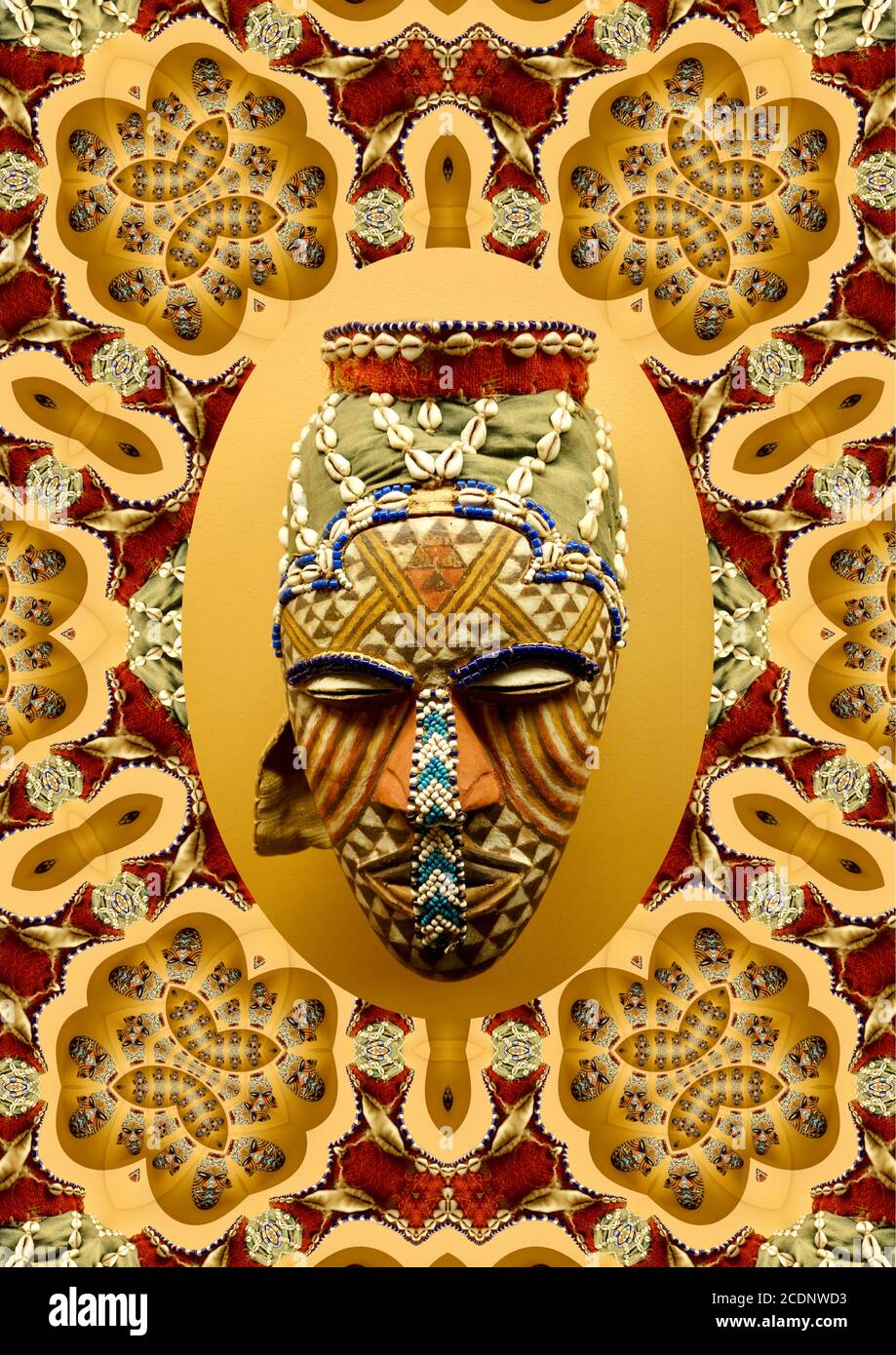 Mandala Bilder inspiriert von afrikanischen Stammesmasken. Stockfoto