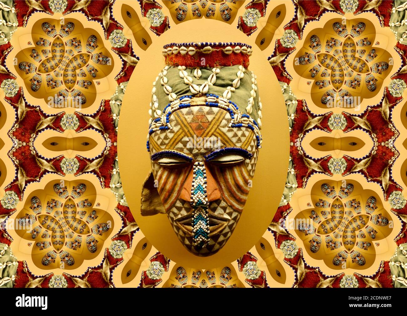 Mandala Bilder inspiriert von afrikanischen Stammesmasken. Stockfoto