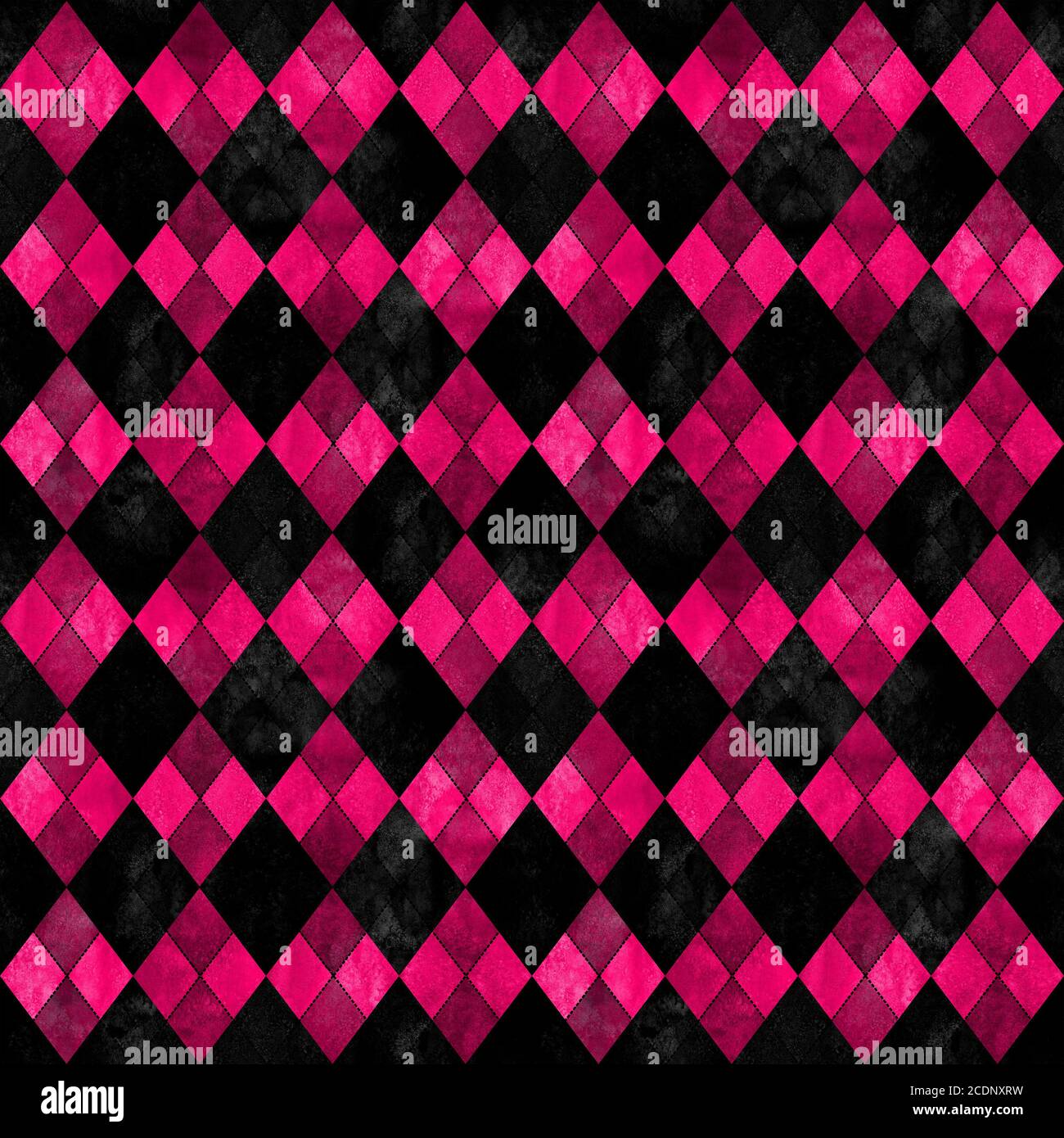Schwarz-rosa, nahtlos kariertem schottenmuster. Aquarell handgezeichnete Textur Hintergrund. Aquarell Rhombus Formen Hintergrund. Druck für Stoffdesign, Stockfoto