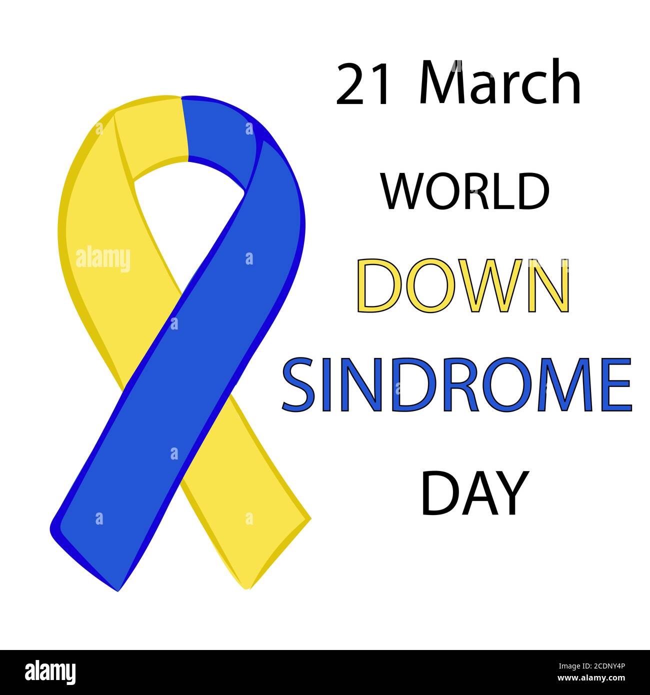 Welt Down-syndrom Tag gelb blau Farbband Stockfoto