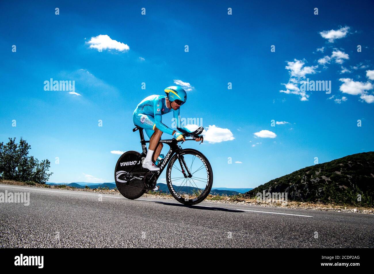 2016 Tour De France Etappe 13 Bourg-Saint-Andéol nach La Caverne du Pont-d'Arc. Individuelle Zeitprüfung. Luis Leon Sanchez Stockfoto